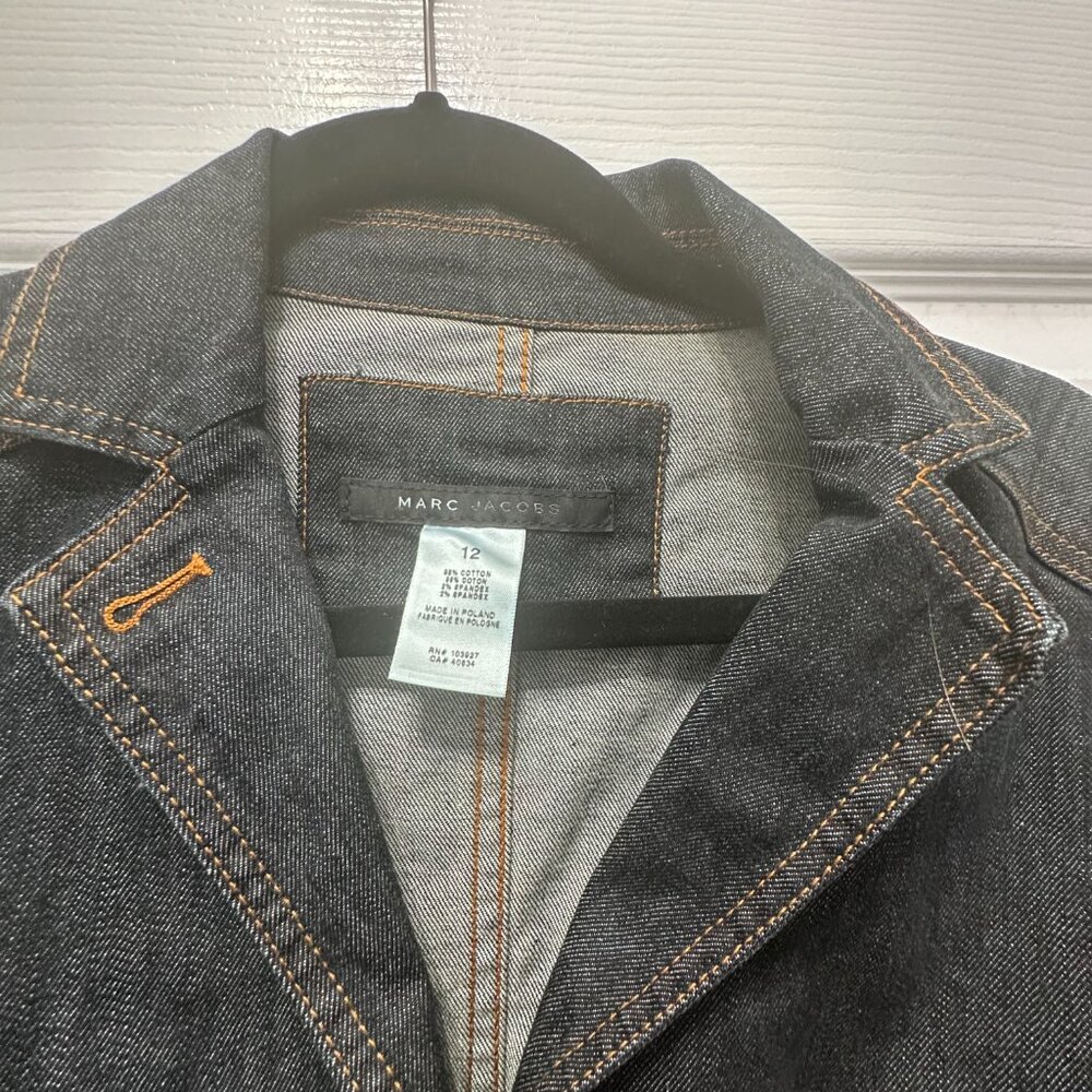 Marc Jacobs Vintage Dark Blue Denim Blazer Jacket Size 12 - Picture 5 of 7
